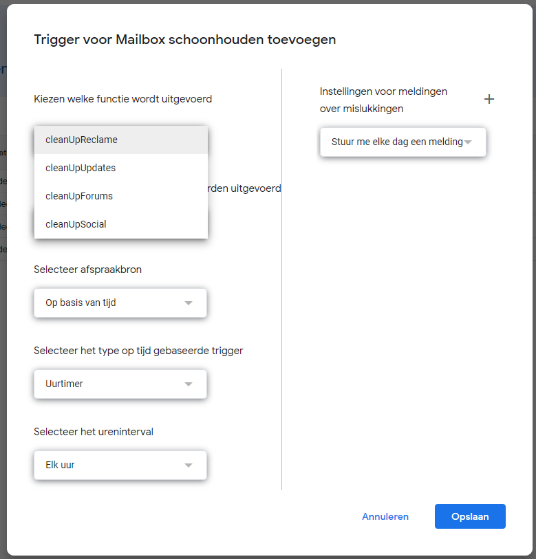 Propvolle Gmail automatisch laten opruimen